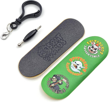 SPITBOARDS 34 mm Fingerboard Complete Wood Pro Set-Up (Pre-Assembled, 5-Layers), Pro Trucks, CNC Bearing Wheels, Foam Grip Tape | Burning Midnight (deck: burl | trucks: gold | wheels: brown) 34 mm Pro Fingerboard